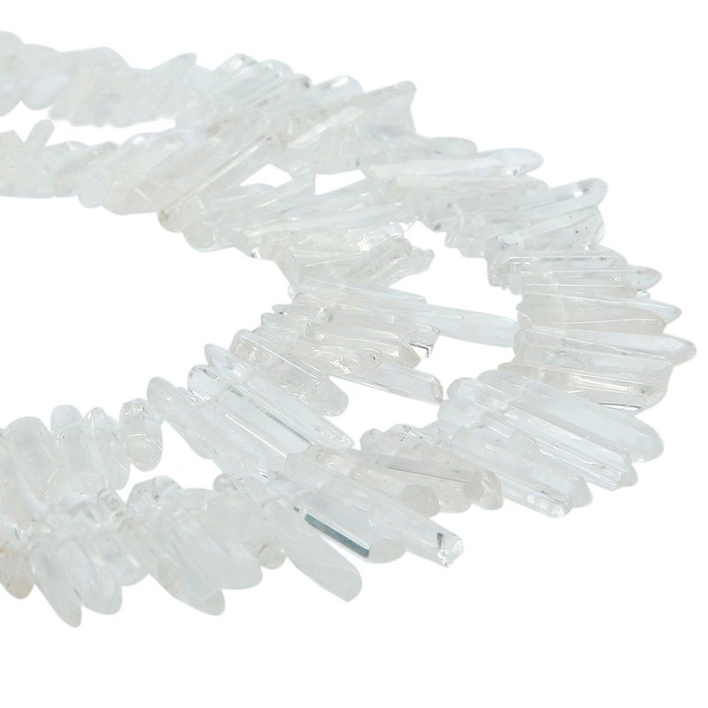 SUNYIK Natural Rock Quartz Crystal Points Quartz Polished Sticks Spikes Point Beads 15 inches Strand Drilled - Image 3